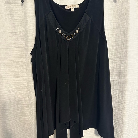 Ellen Tracy Tops - Ellen Tracy Black Sleeveless Blouse with Bead Accents